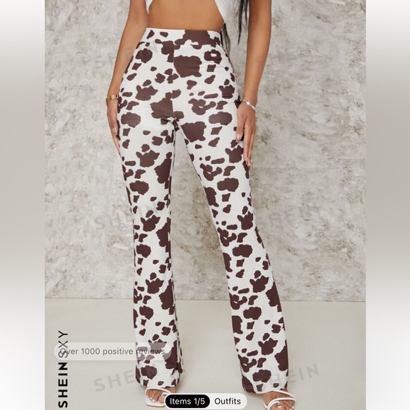 FLARE COW PRINT PANTS - SUPER SOFT AND STRETCHY - Picture 2 of 3